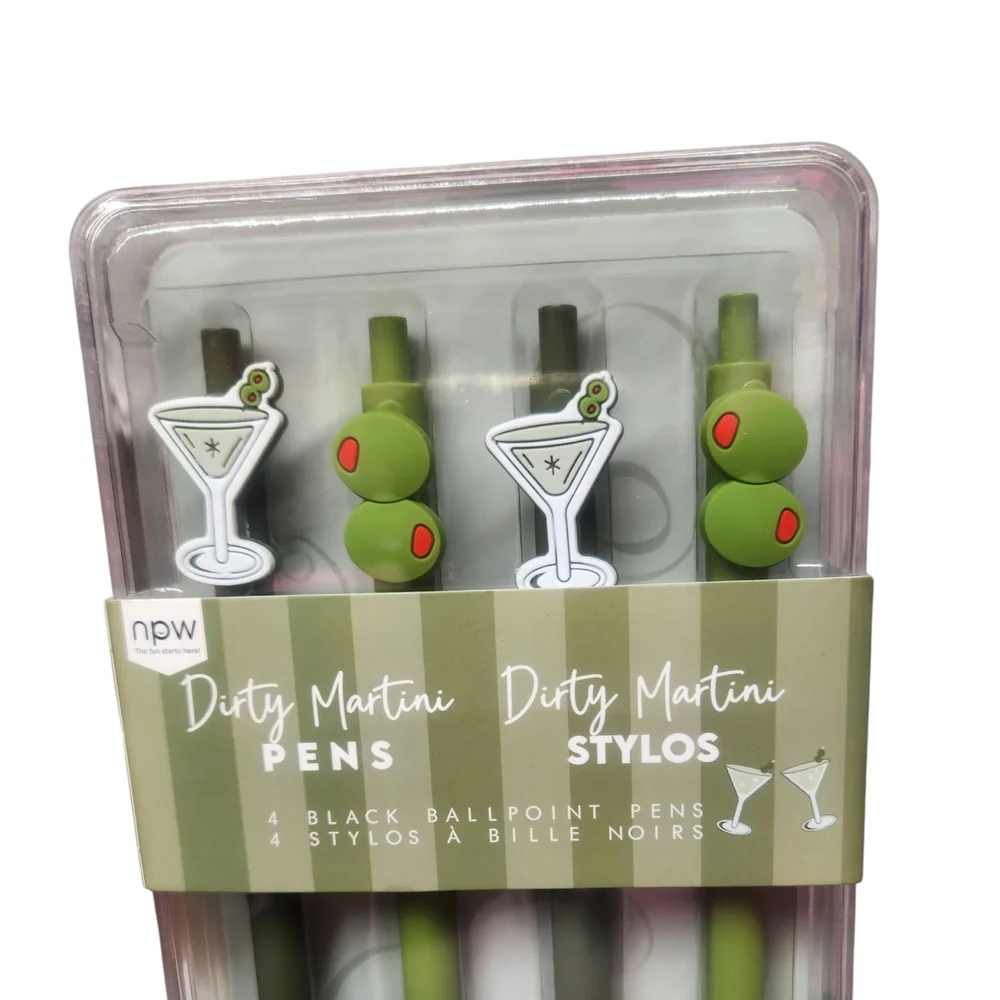 Dirty Martini Black and Green Ballpoint Pens w/ 2 Martini Designs